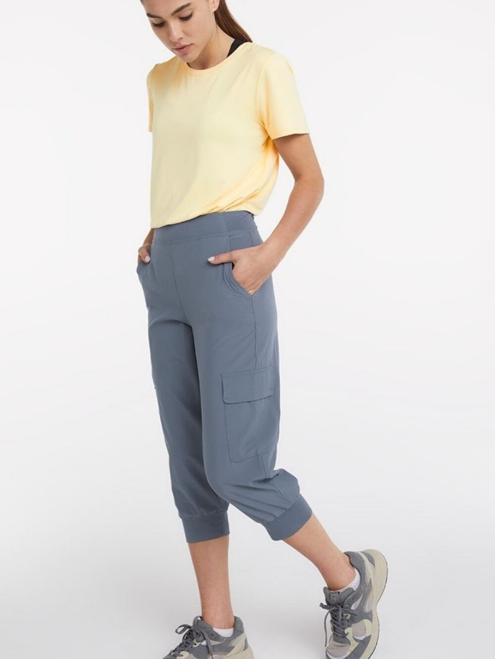 Cropped Cargo Capris in Slate Blue - Women's Active Fit